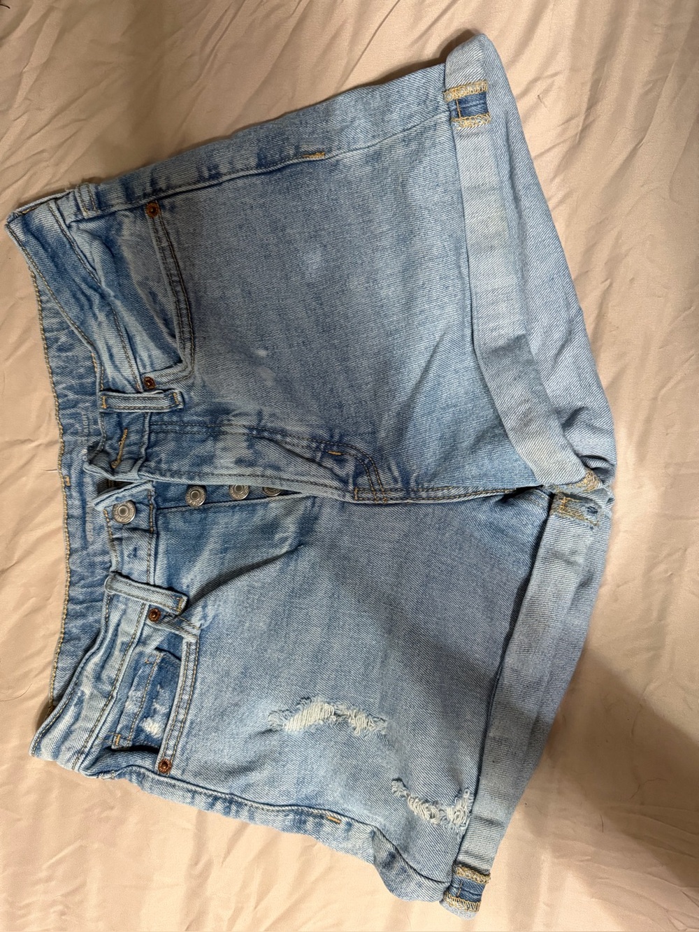 Old Navy Light Blue Distressed Denim High-Rise Shorts